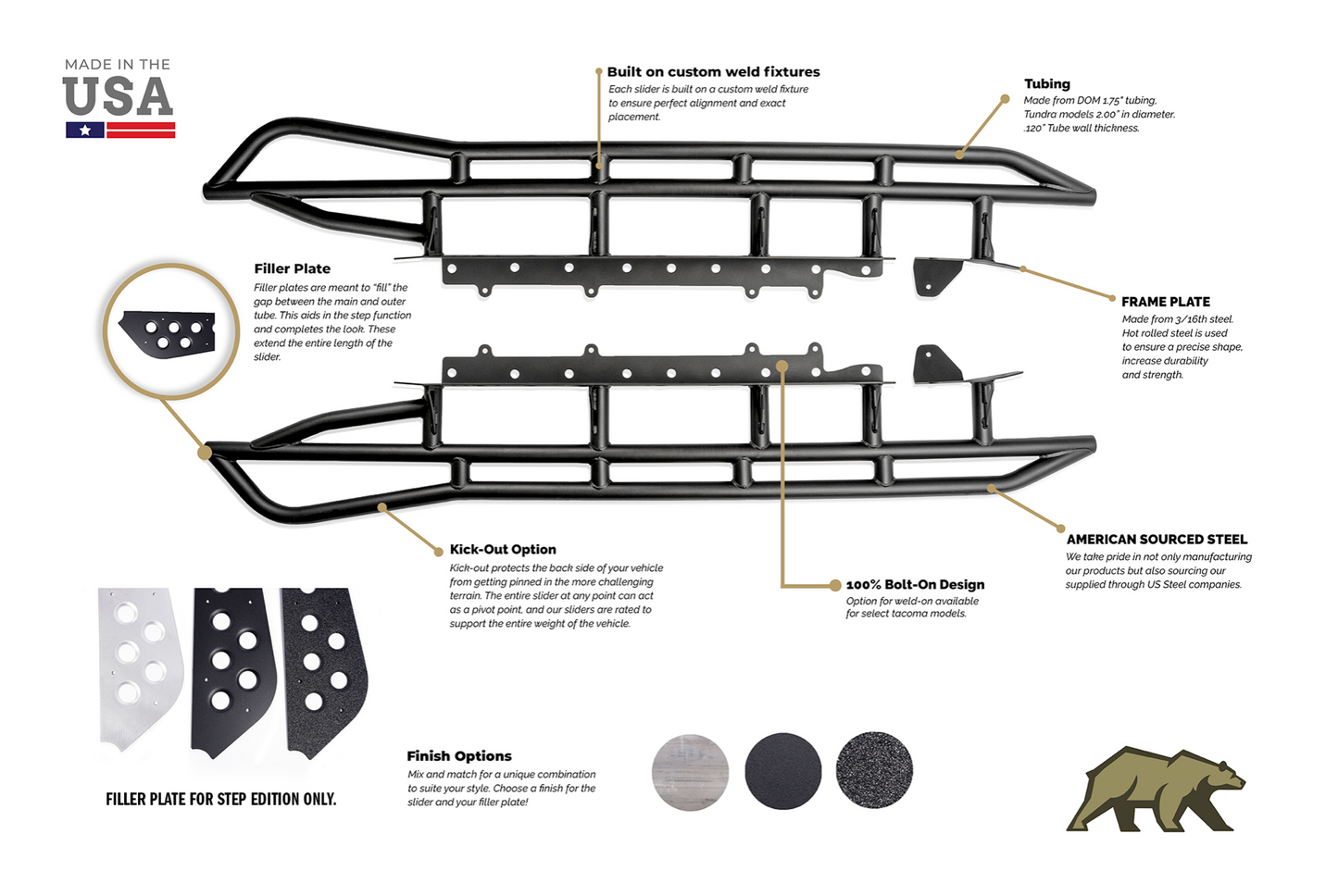 2014-2021 TOYOTA TUNDRA STEP EDITION ROCK SLIDERS-Offroad Scout